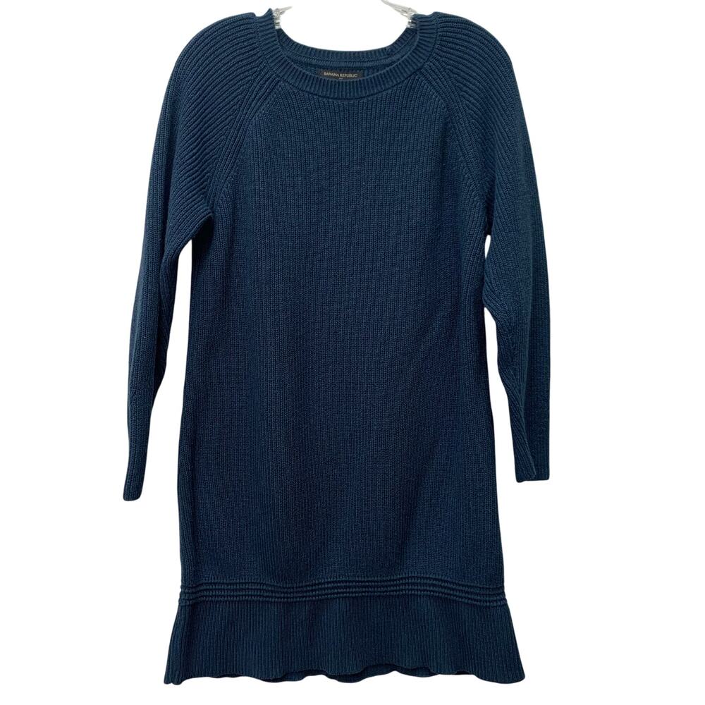 Banana Republic Womens Large Blue Sweater Dress Knit Knee Length